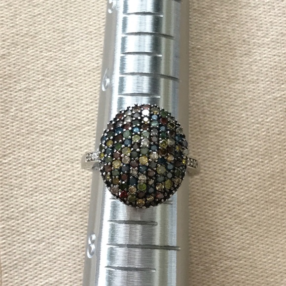 925 Sterling Silver Multi Color Moissanite Ring - Picture 5 of 8